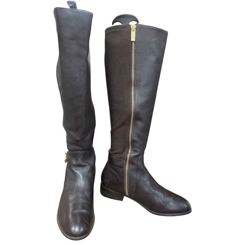 Michael Kors womans brown leather below knee riding boots sz 6M SKU 9828